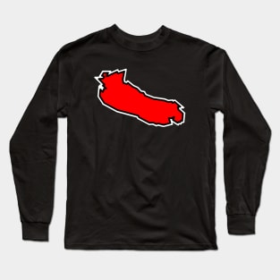 Gabriola Island in a Spicy Red Colour - Simple Silhouette - Gabriola Island Long Sleeve T-Shirt